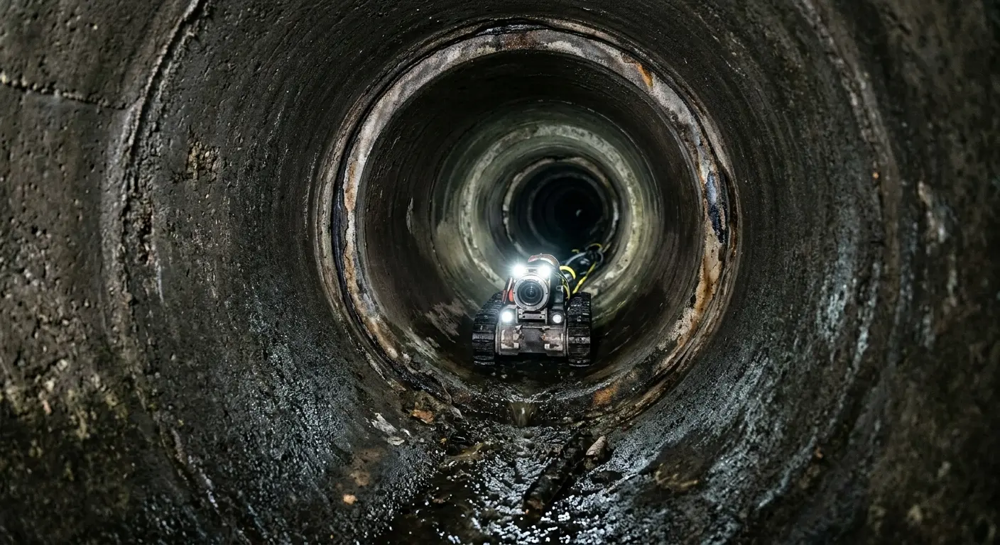 Robotic sewer camera inspecting pipe interior for Drain Snake Service in Markham
